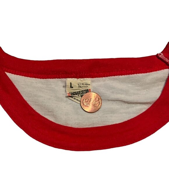 Vintage 80s Budweiser Beer Breakthrough Raglan Tee Shirt - Picture 3 of 8